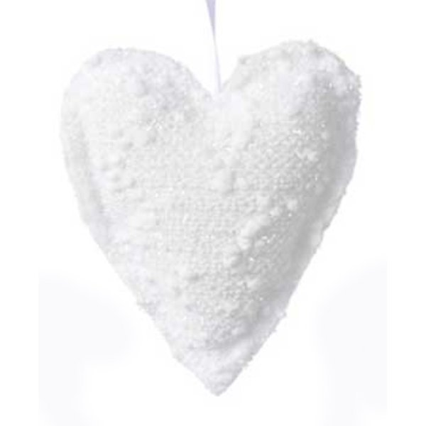 Χριστουγεννιάτικη Κρεμαστή Υφασμάτινη Καρδιά, Λευκή (13cm)